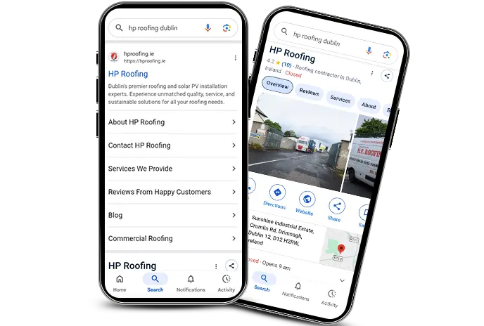 roofer marketing SEO tab