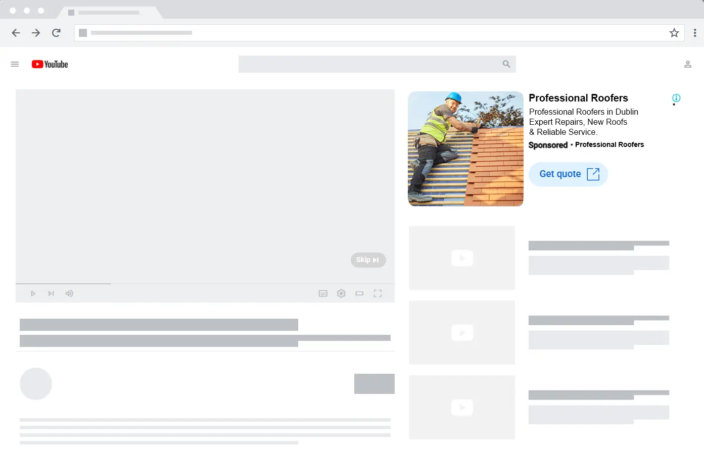 Roofing Google Ads IE 36 youtube display ads